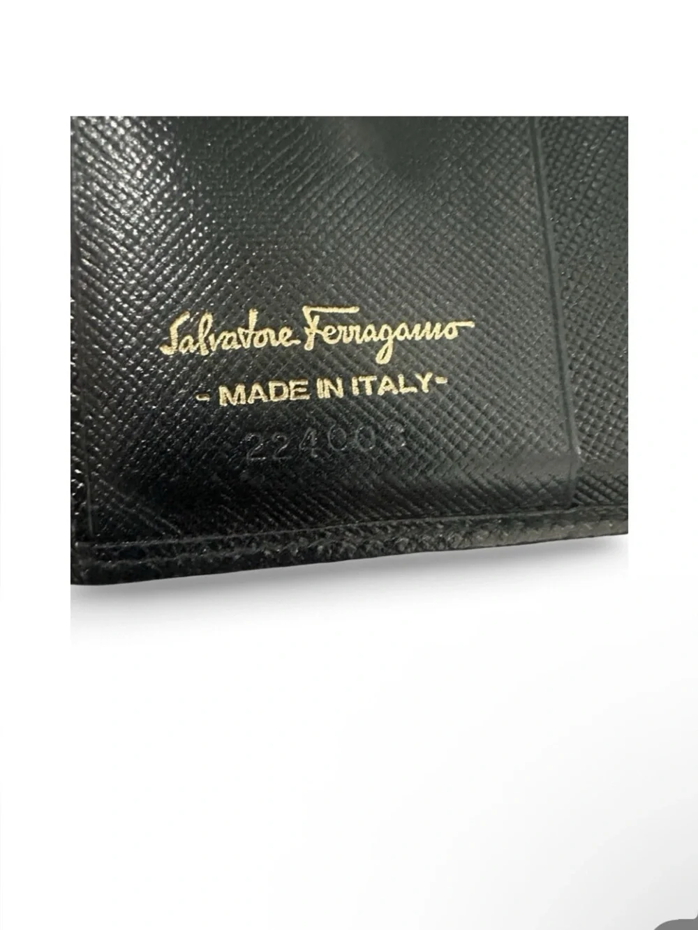 Salvatore Ferragamo Leather Card Holder with Gold Ring Accent